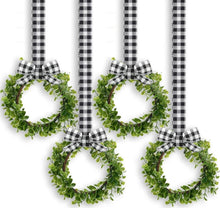 Weihnachtlicher Kranz 4er Set 22CM Grüne Blätter Band