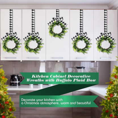 Weihnachtlicher Kranz 4er Set 22CM Grüne Blätter Band