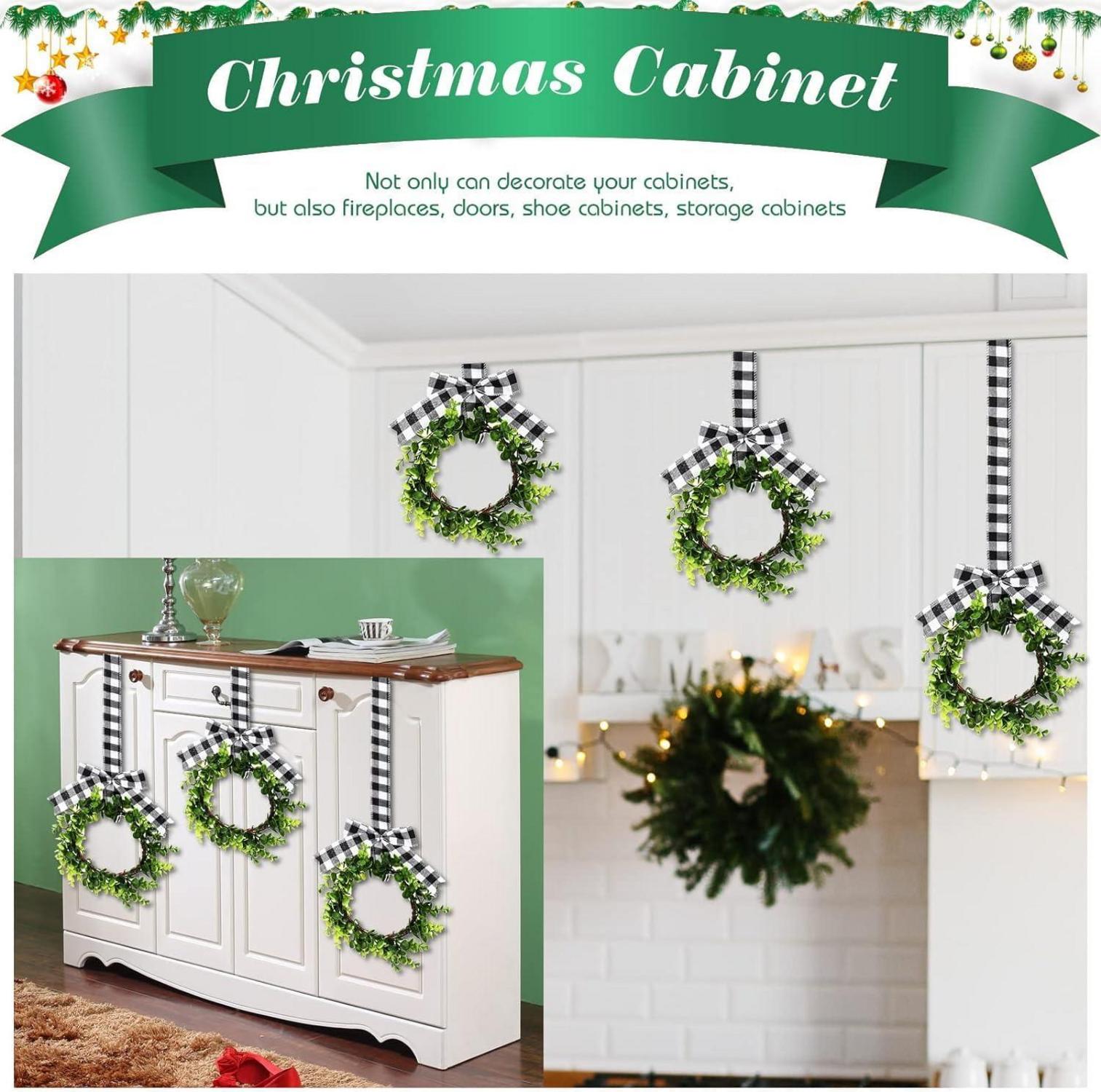 4er Set Weihnachtskranz Küchendeko 22cm Schwarz