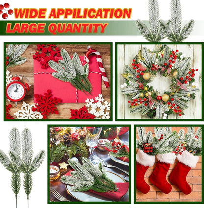 Künstliche Weihnachts-Kiefernnadeln 60tlg. 24cm Kunstschnee DIY Dekor