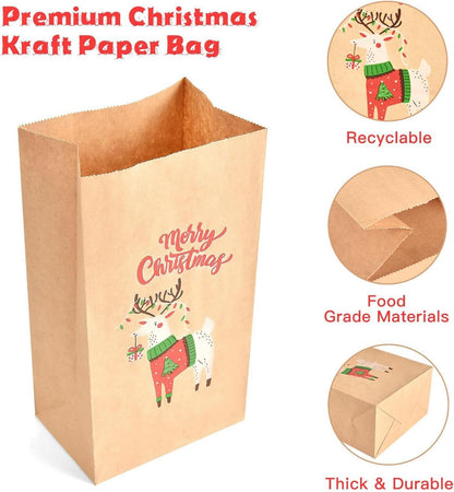 Geschenktüten Weihnachten Kraftpapier 24Stück mit Aufkleber