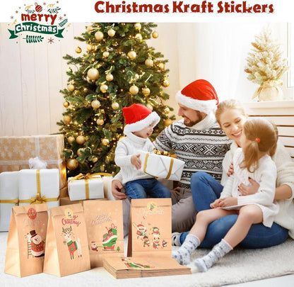 CHEPULA Weihnachtstüten Braun Kraftpapier Xmas Adventskalender 24 Stück