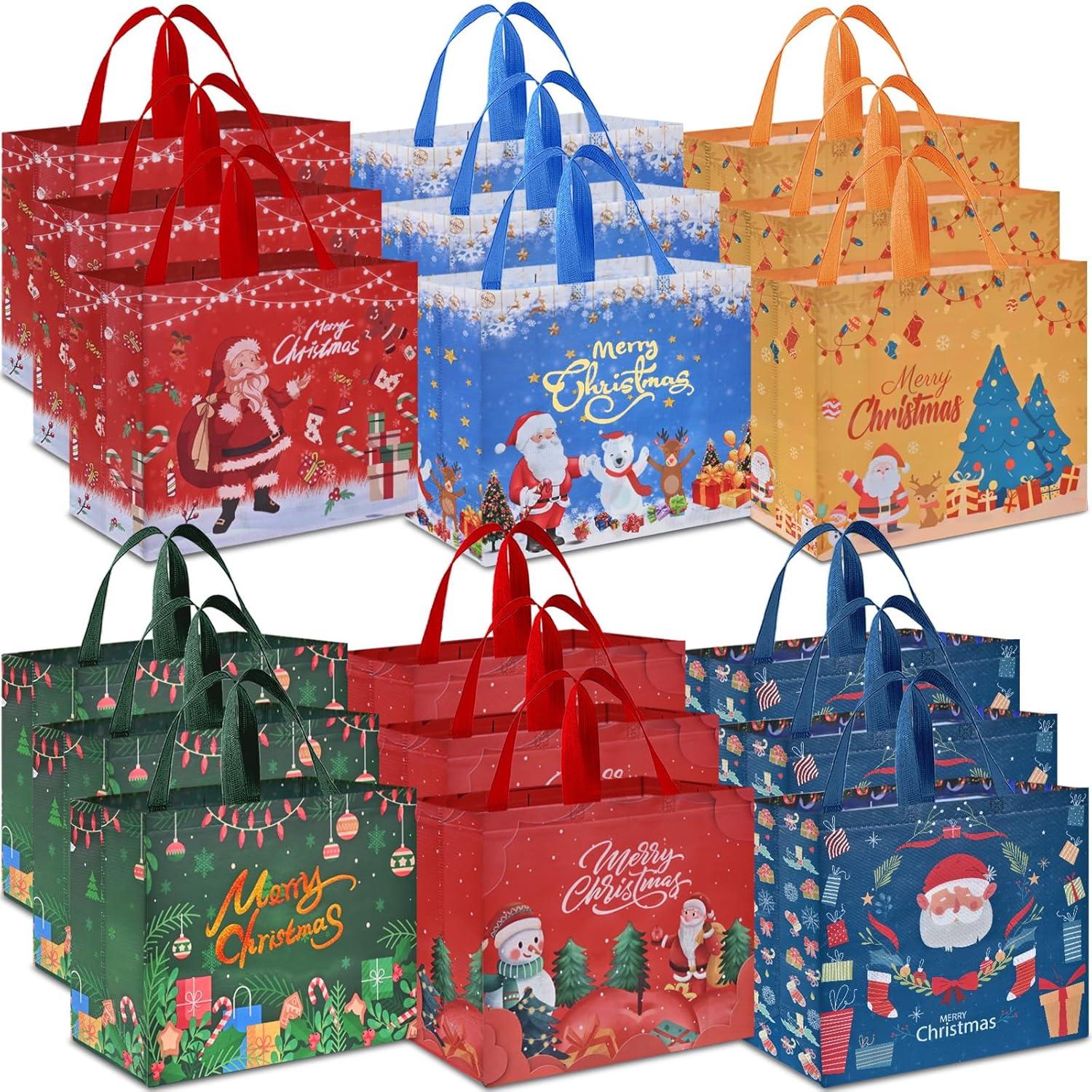 18er Weihnachts-Geschenktüten Set aus Non-Woven Material