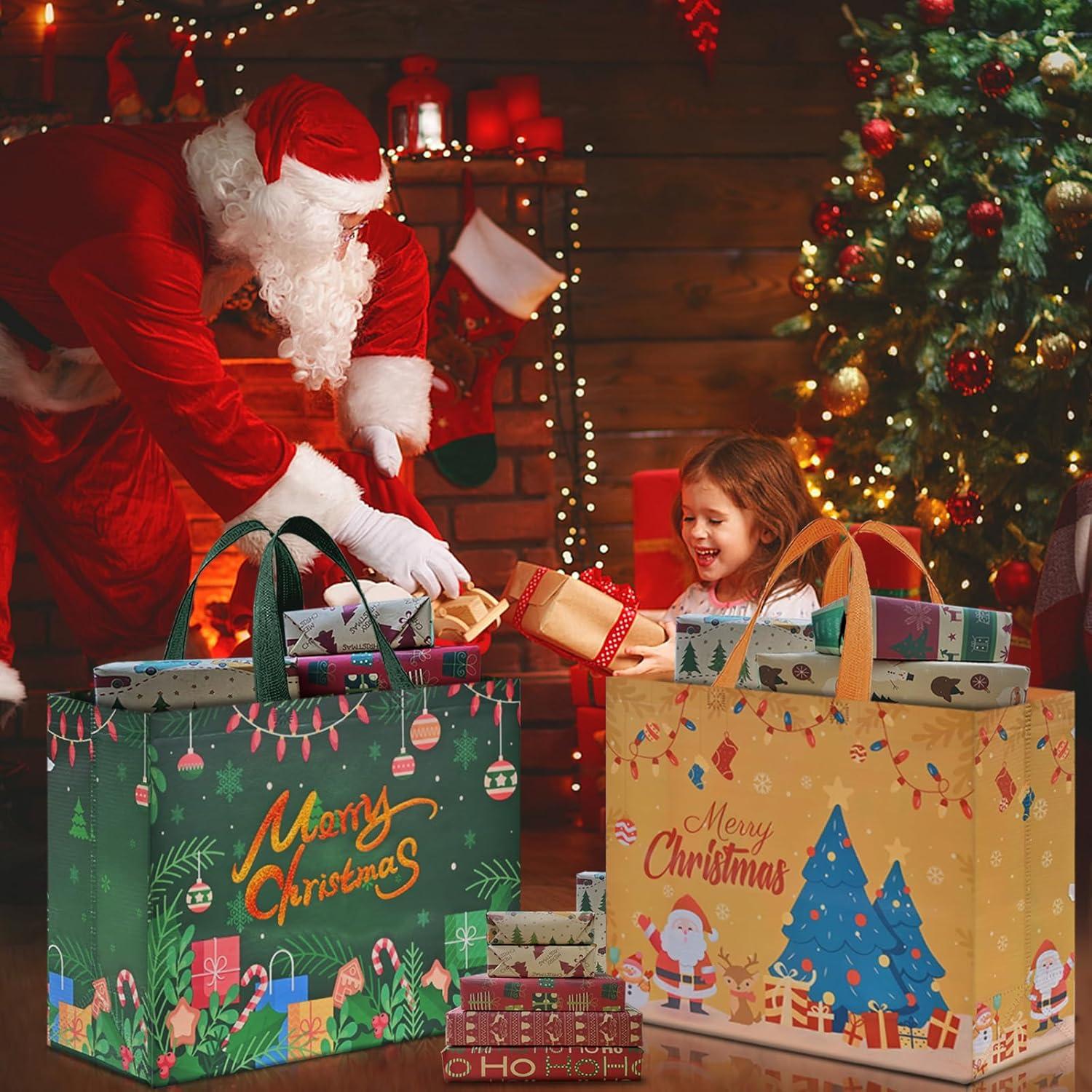 Weihnachtsgeschenktüten 18 Stück Groß 40x36 cm Non Woven Wiederverwendbare