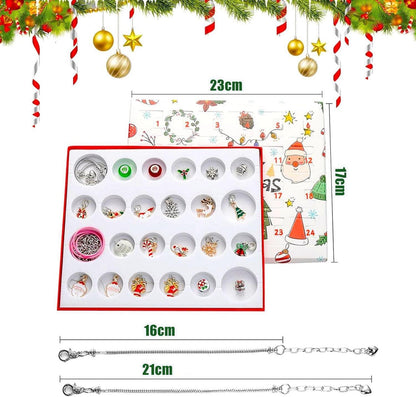 Adventskalender-Set 2024 mit 24 Weihnachtsanhängern und 2 Armbändern