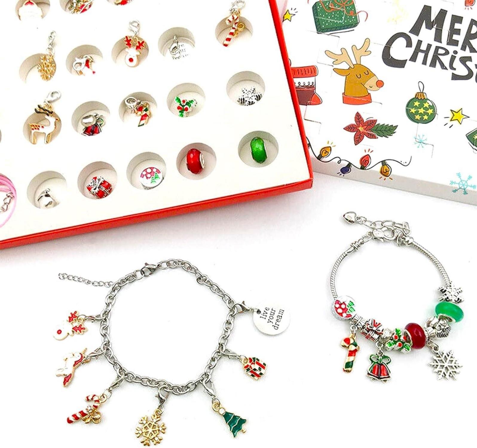 Adventskalender-Set Weihnachts Countdown Kalender Armbänder Anhänger