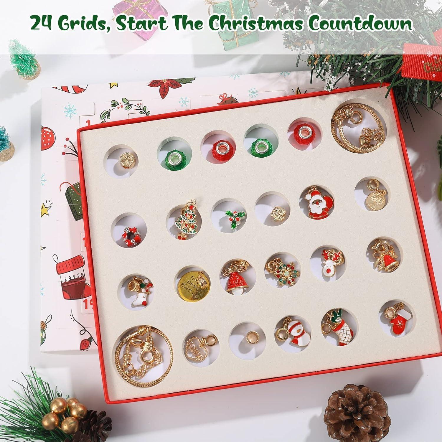 Adventskalender-Set mit Armbändern und Anhängern, Weihnachts Countdown