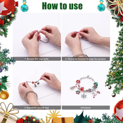 Adventskalender-Set 24 Tage Countdown Kalender mit Armbändern Anhängern