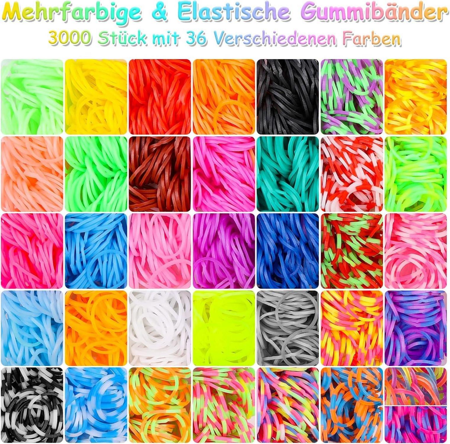 Loom Bänder Set 3300+ 36 Farben Gummi Bands Accessoires Geburtstag Weihnachten Kinder