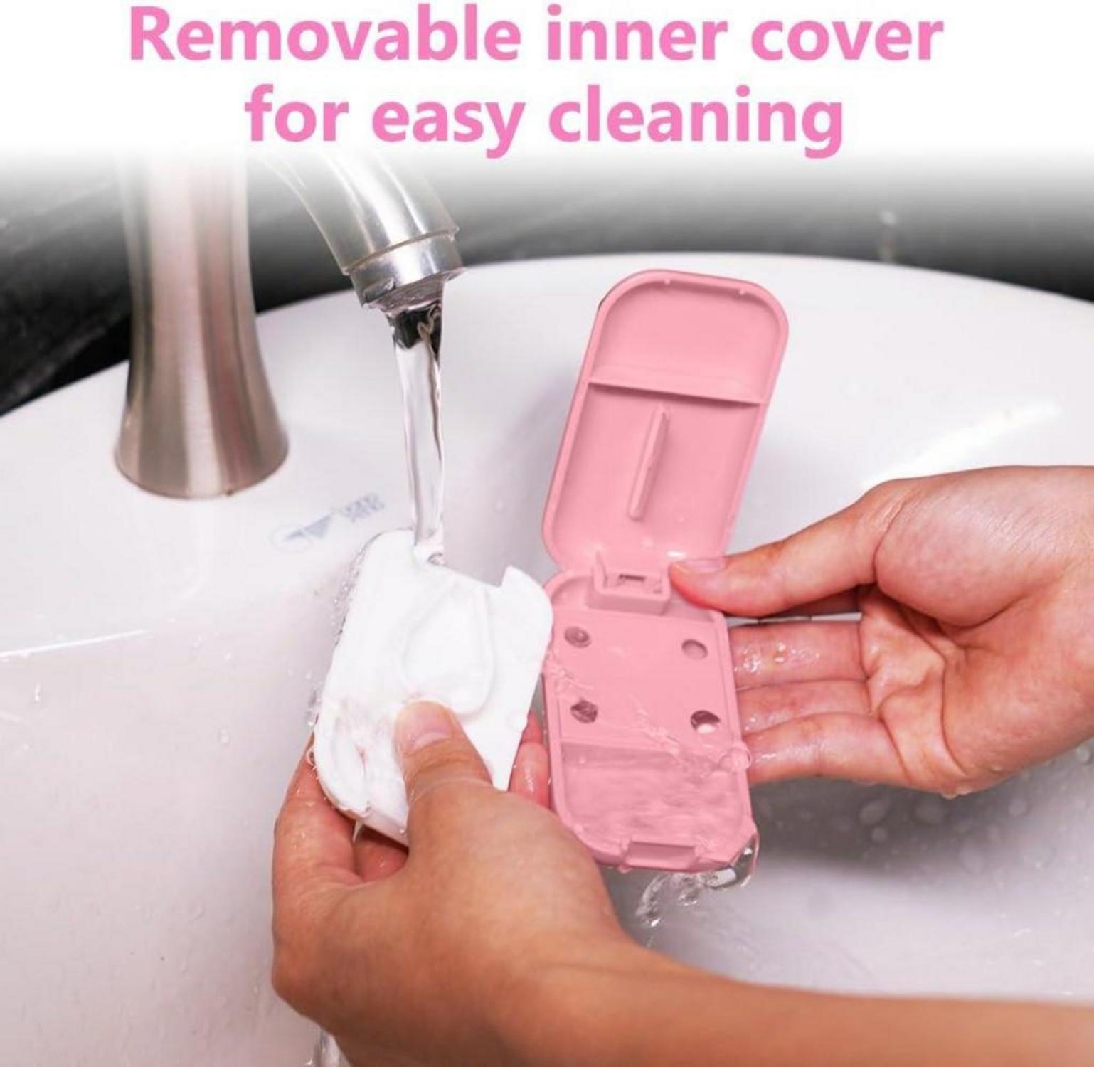 ACWOO Tablettenteiler mit Aufbewahrungsfach, Pillenschneider, Rosa