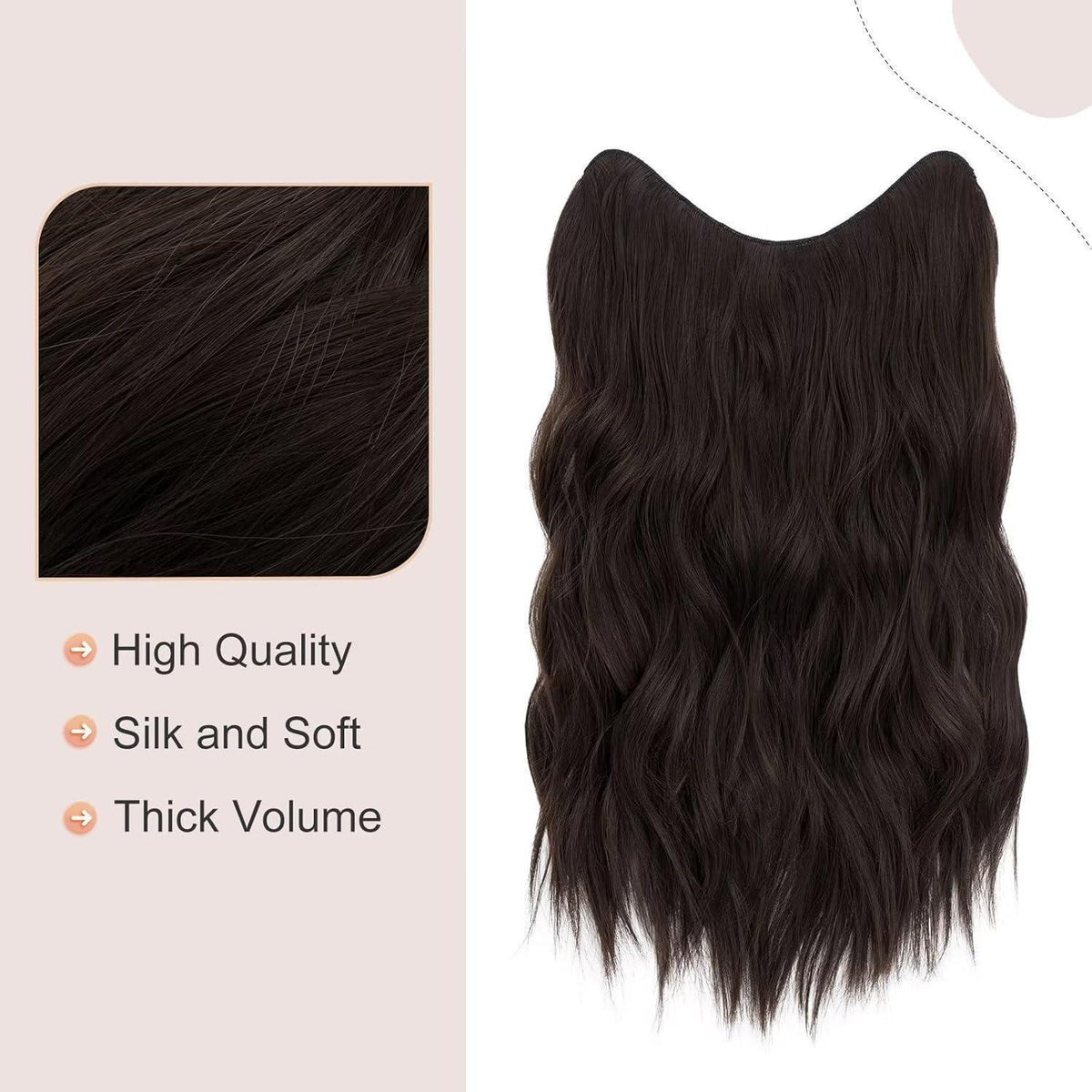 Gewellte Haarverlängerung Mittelbraun 45cm – Clip-In Einteiler