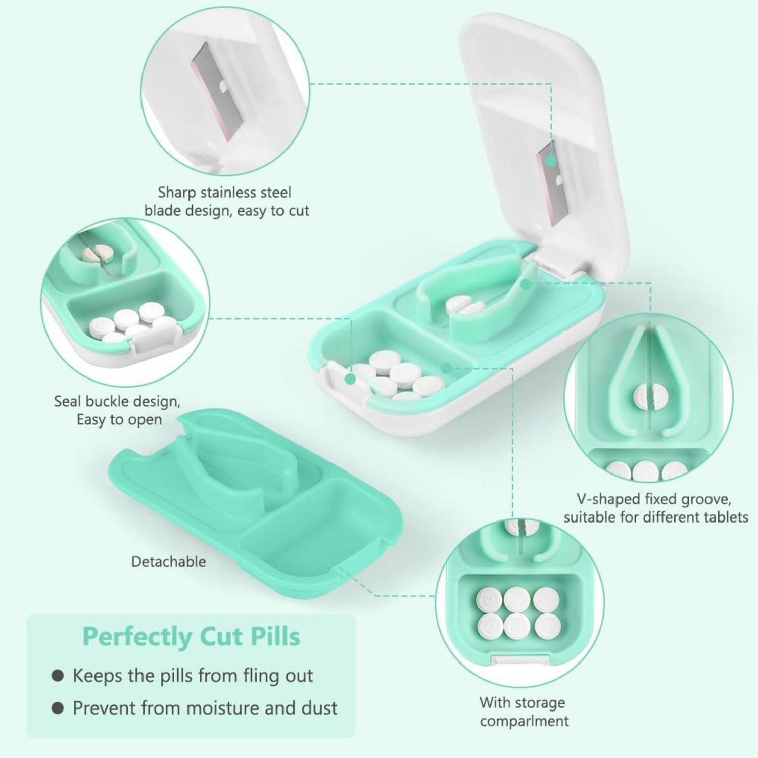 Tablettenteiler mit Aufbewahrungsfach für kleine und große Tabletten