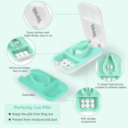 Tablettenteiler mit Aufbewahrungsfach für kleine und große Tabletten