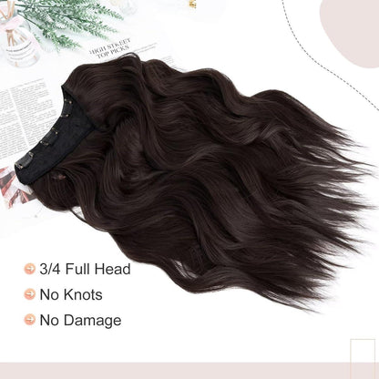 Gewellte Haarverlängerung Dunkelbraun, 45 cm Clip-In