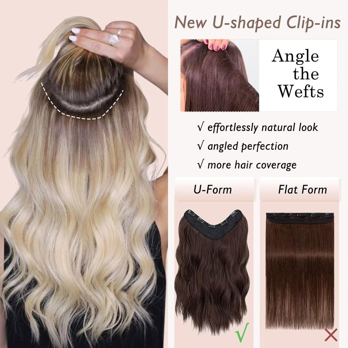 Gewellte Haarverlängerung Dunkelbraun, 45 cm Clip-In