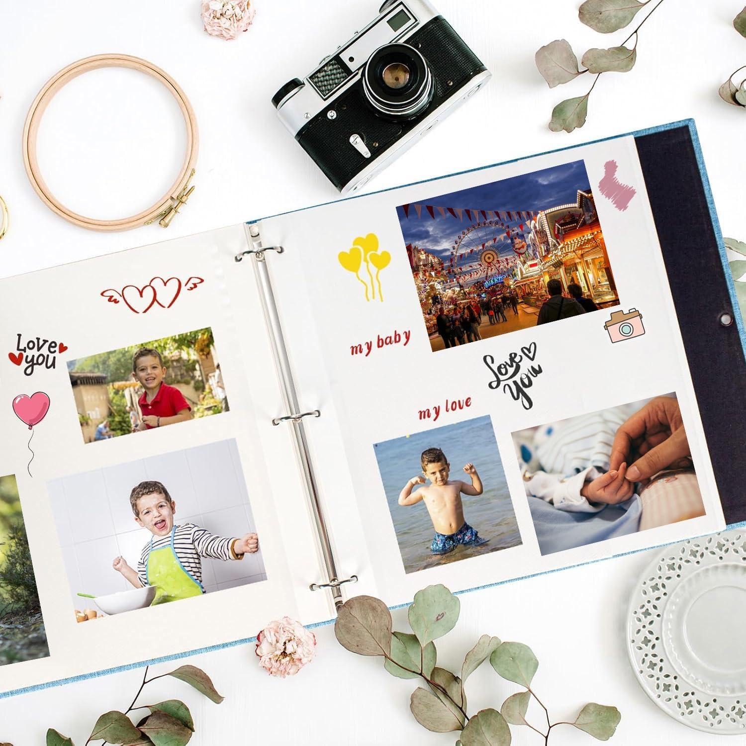 Selbstklebendes Fotoalbum 60 Weiße Seiten Scrapbook DIY 33x32cm Blau
