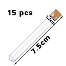 15 Stück Kunststoff Reagenzgläser mit Korken 12mm x 75mm