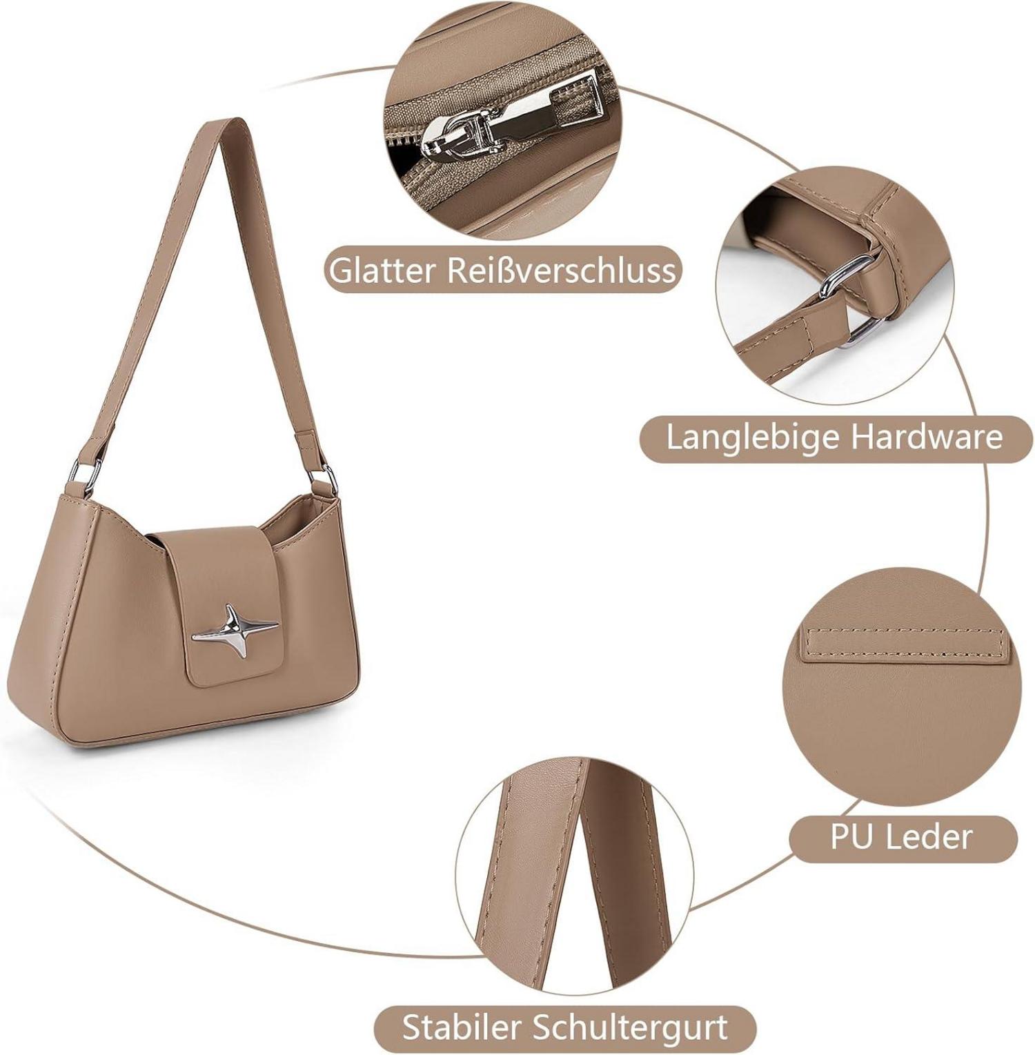 TIAASTAP Handtasche Damen Klein Umhängetasche Leder Hobo Bag Vintage Schultertasche