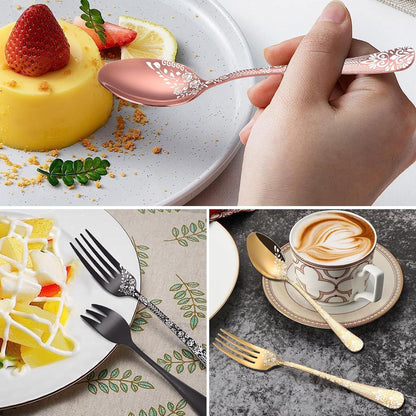 36-teiliges Besteckset Roségold für 6 Personen mit Steakmessern