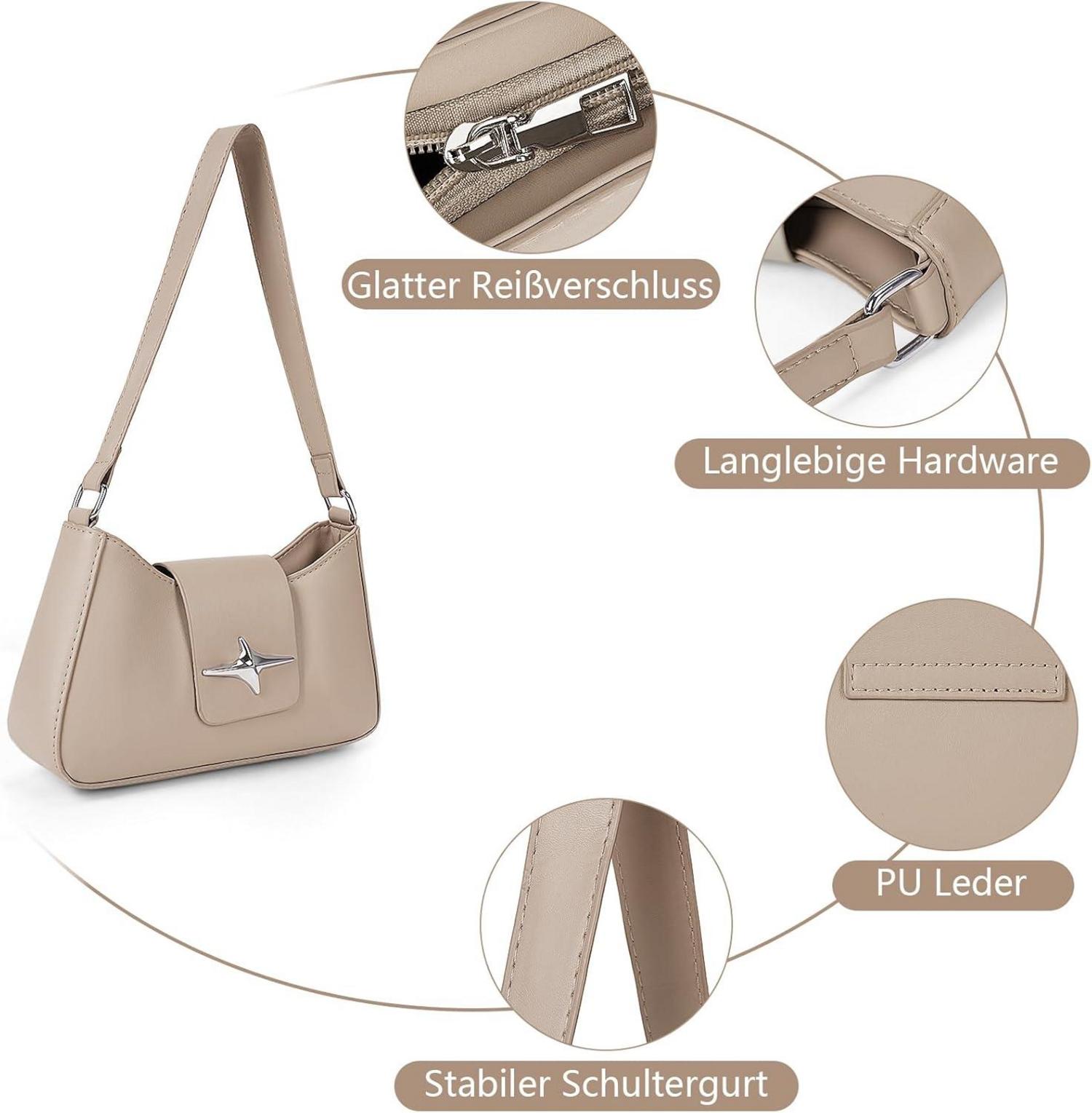 TIAASTAP Handtasche Damen Klein Vintage y2k Schultertasche Hobo Bag Leder
