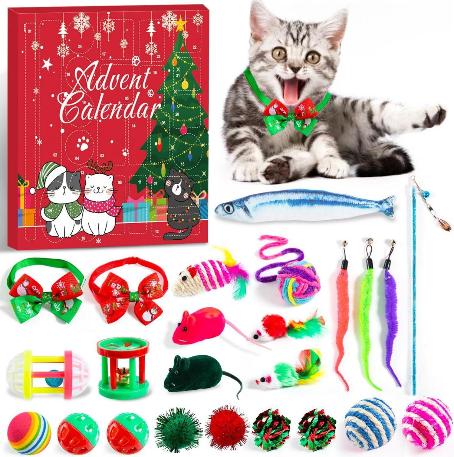 Adventskalender Katzen Interaktives Spielzeug 24-tlg. Katze Federn