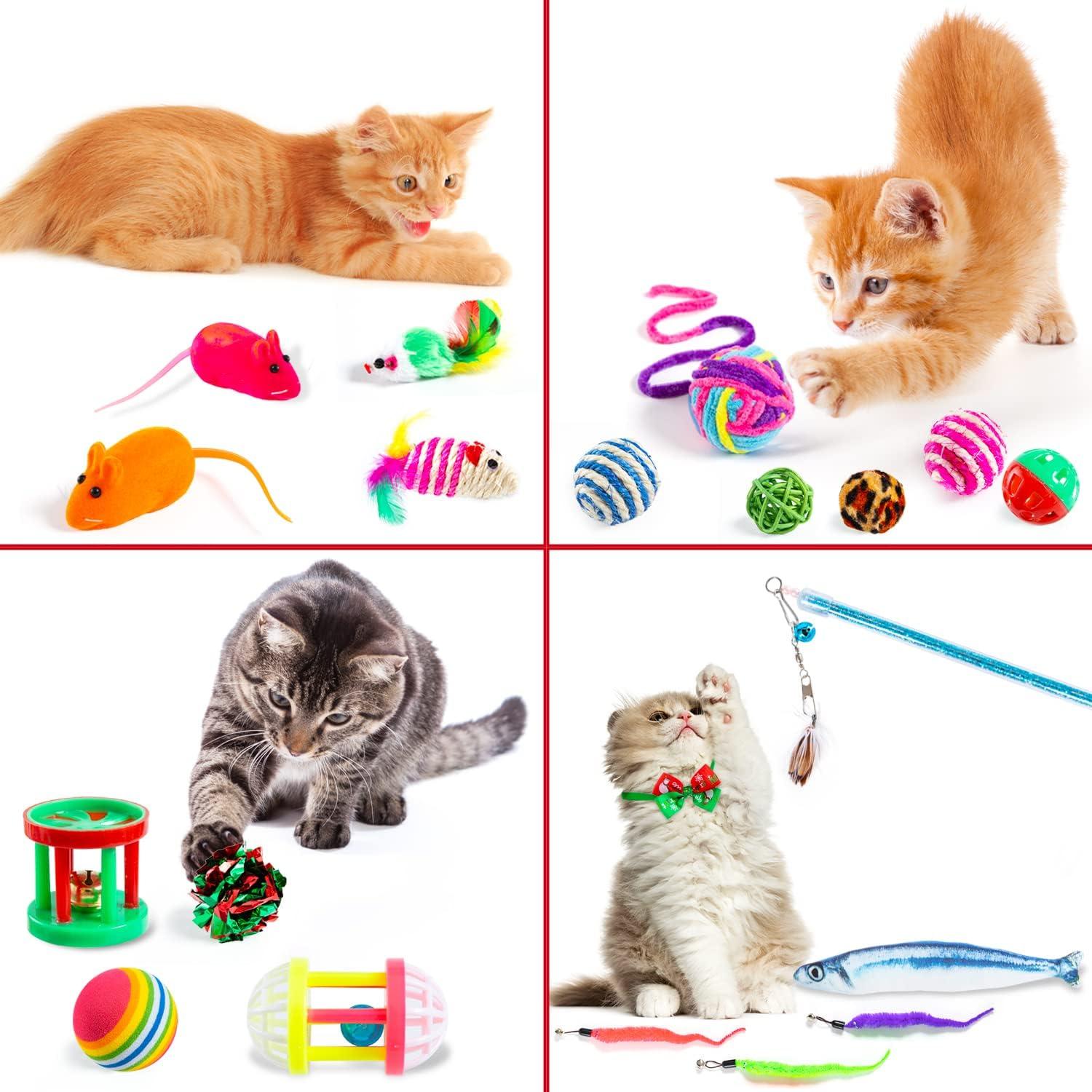 Rorchio Adventskalender Katzen Spielzeug Federstab Fisch Maus Ball Glocke