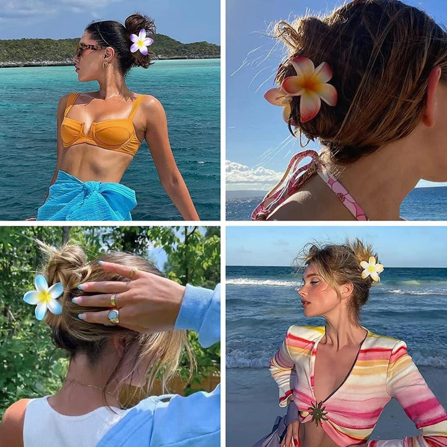 6er Set Blumen Haarspangen groß Rutschfest Acryl Haarklammern für