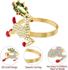 Weihnachts Serviettenringe Gold Hirsch Strass