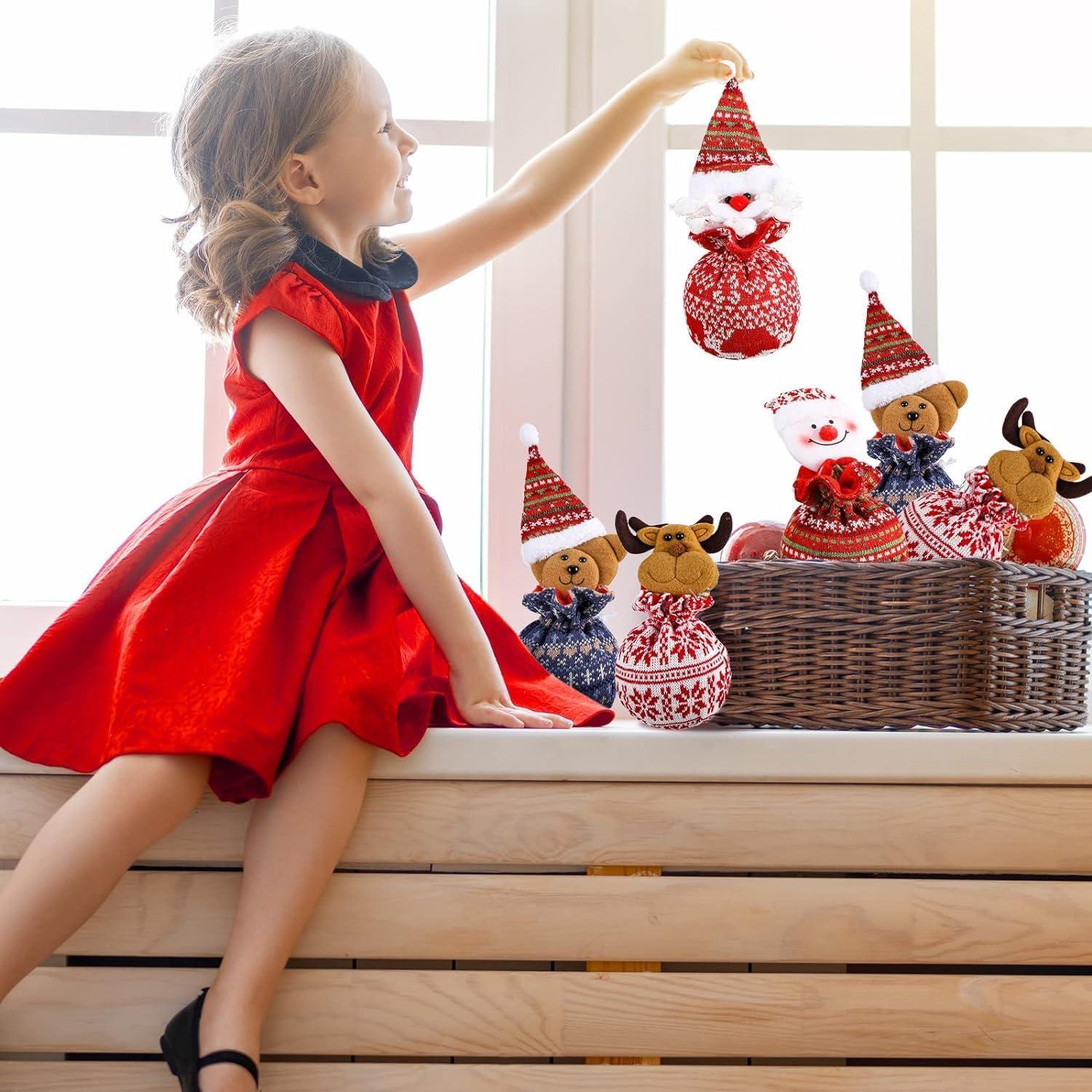 8er Set Weihnachts-Geschenktüten 27CM Wiederverwendbar 3D Weihnachtsmotive