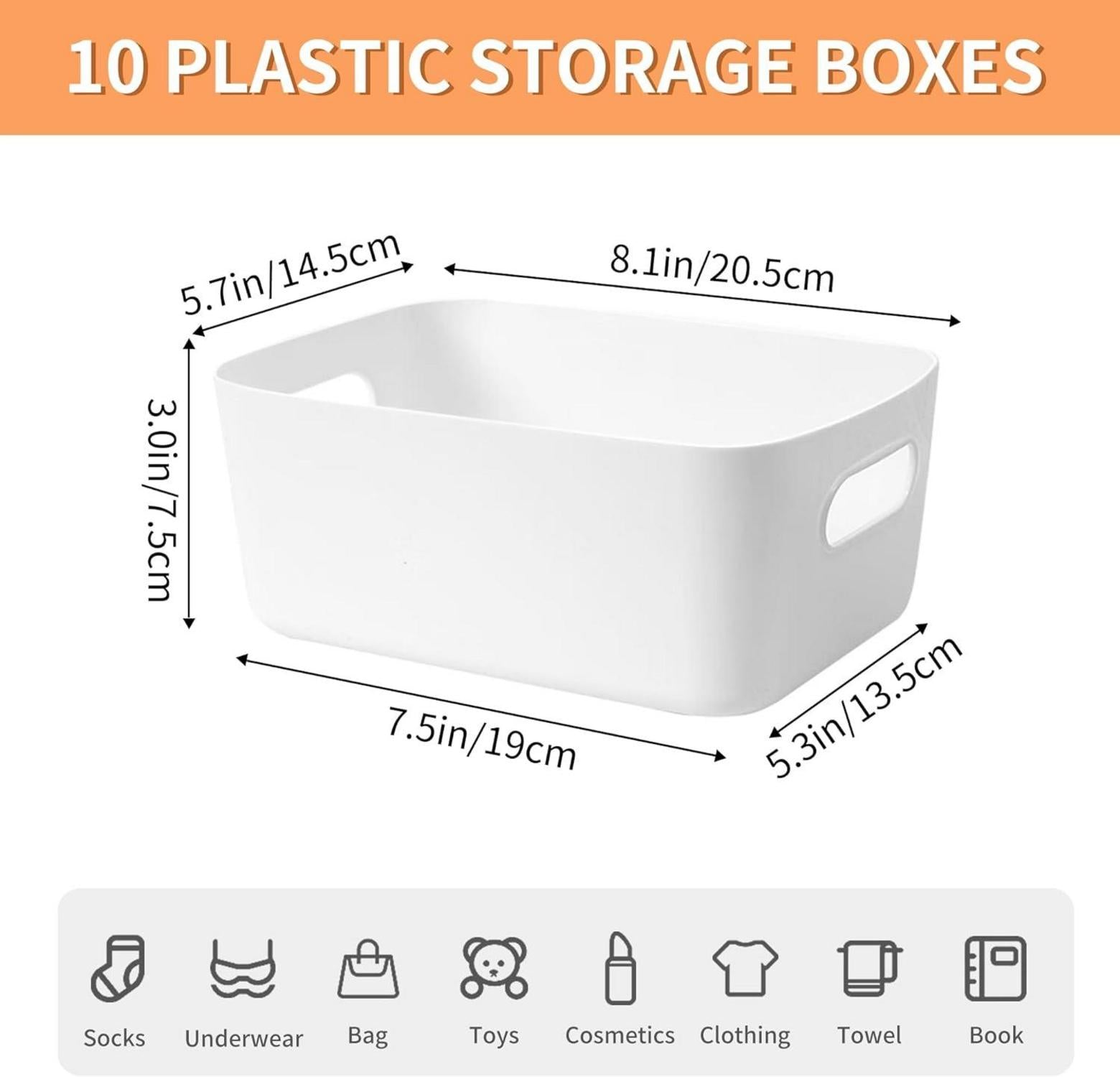 Kleine Aufbewahrungsboxen Kunststoff 20cm 10er Set Weiß-grau