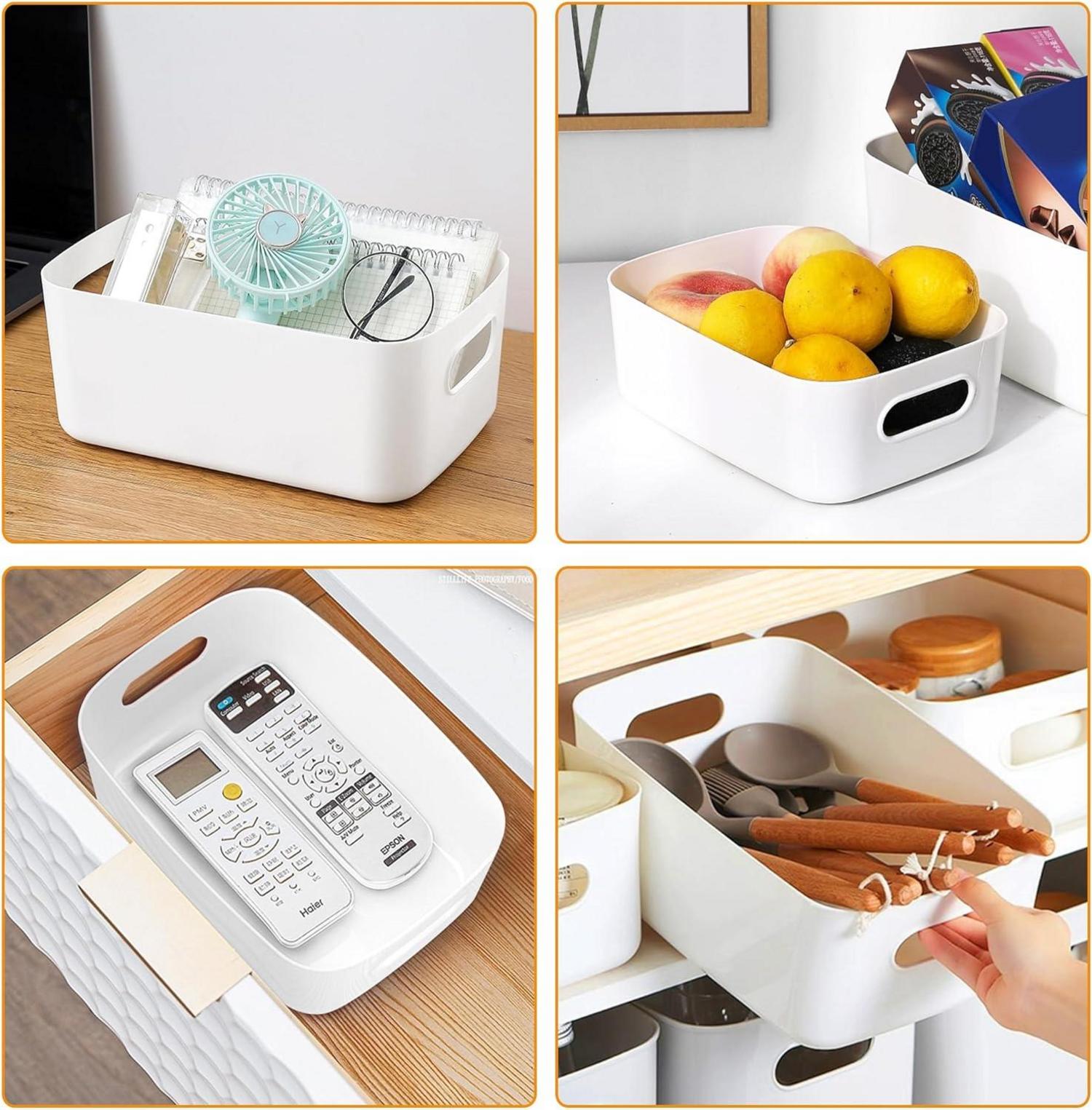 10er Set Aufbewahrungsboxen Kunststoff 20cm Klein Organizer Körbe Weiß Grey