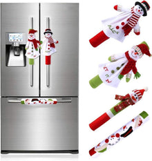 4er Set Weihnachts Kühlschrank Griffabdeckungen Schneemann Design
