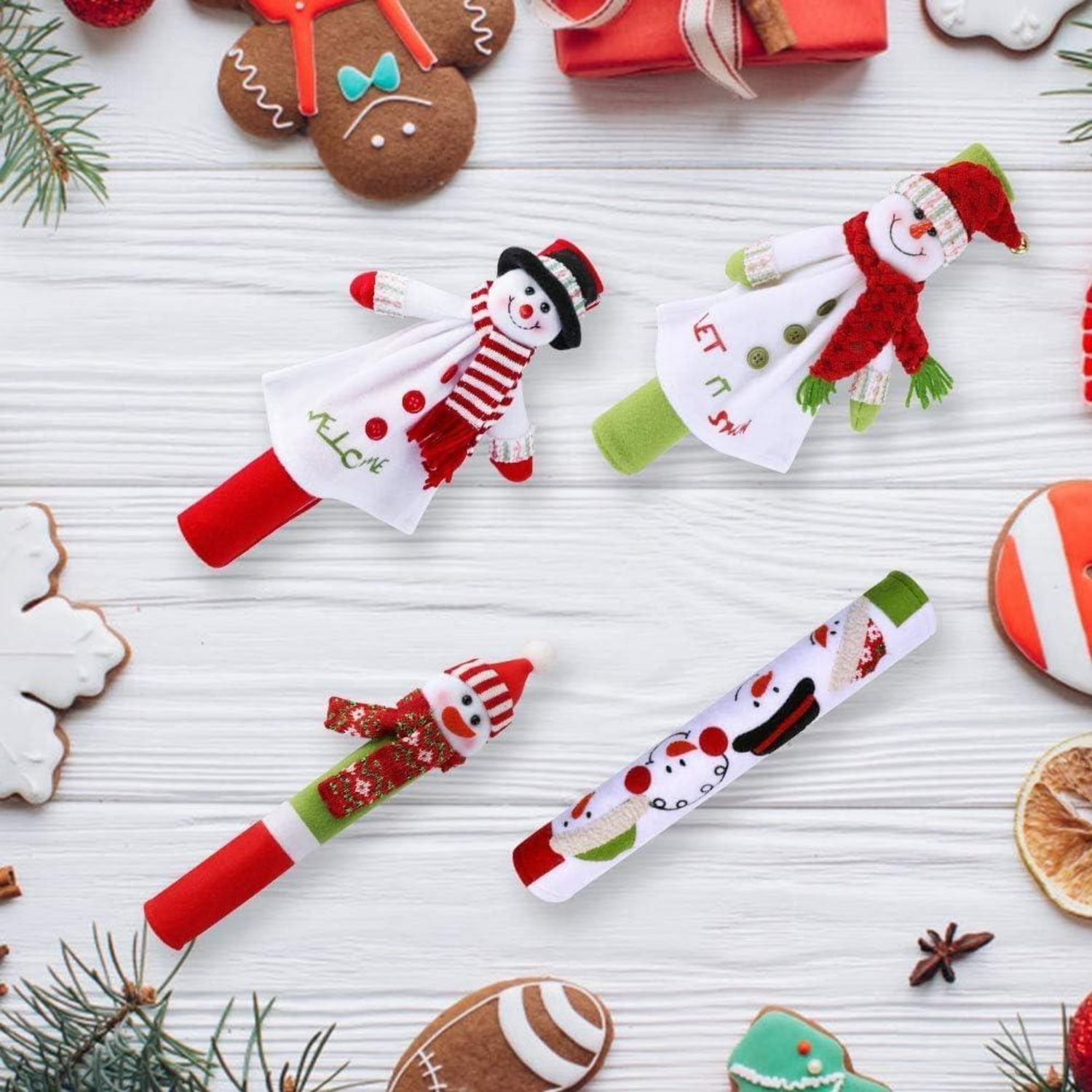 Weihnachts Kühlschrank Griffabdeckungen Schneemann Design 4er Set