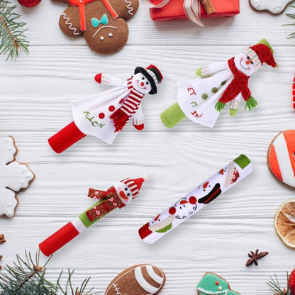 Weihnachts Kühlschrank Griffabdeckungen Schneemann Design 4er Set