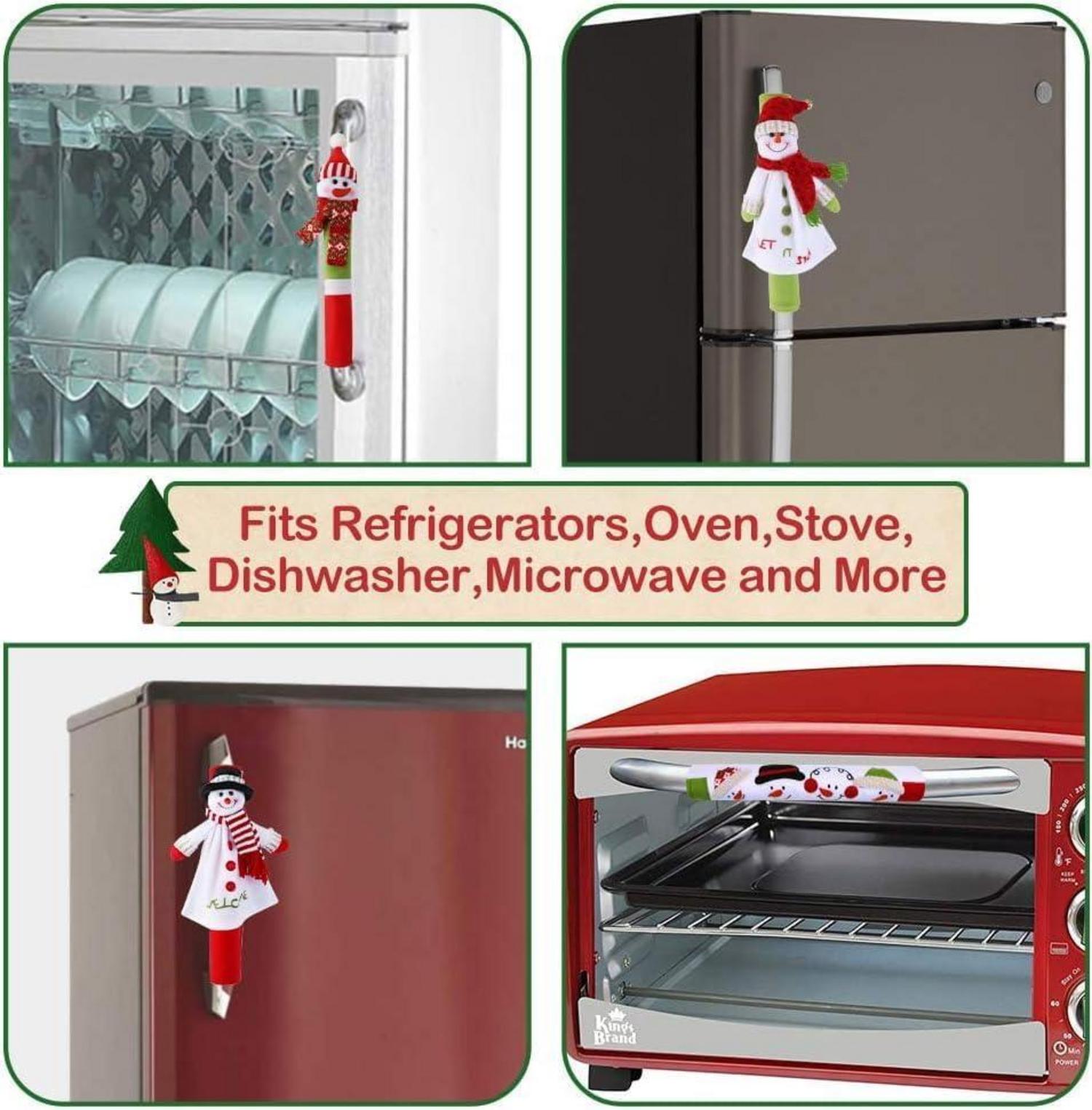 Weihnachts Kühlschrank Griffabdeckungen Schneemann Design 4er Set