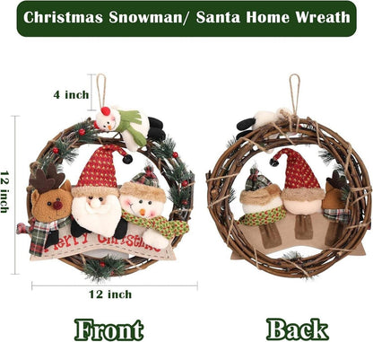 Weihnachts Puppenkranz Rattan 30CM Elch Weihnachtsmann Schneemann