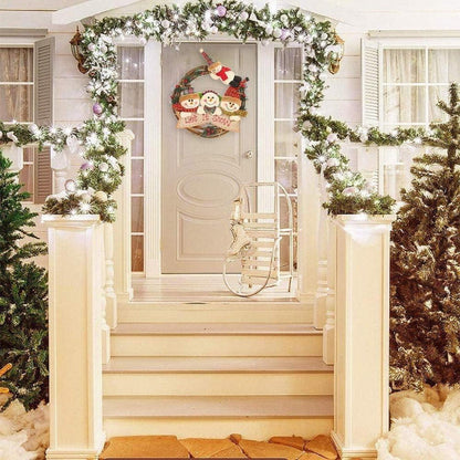 Weihnachts Puppenkranz 30CM Rattan Kiefernblättern Elch Santa Schneemann