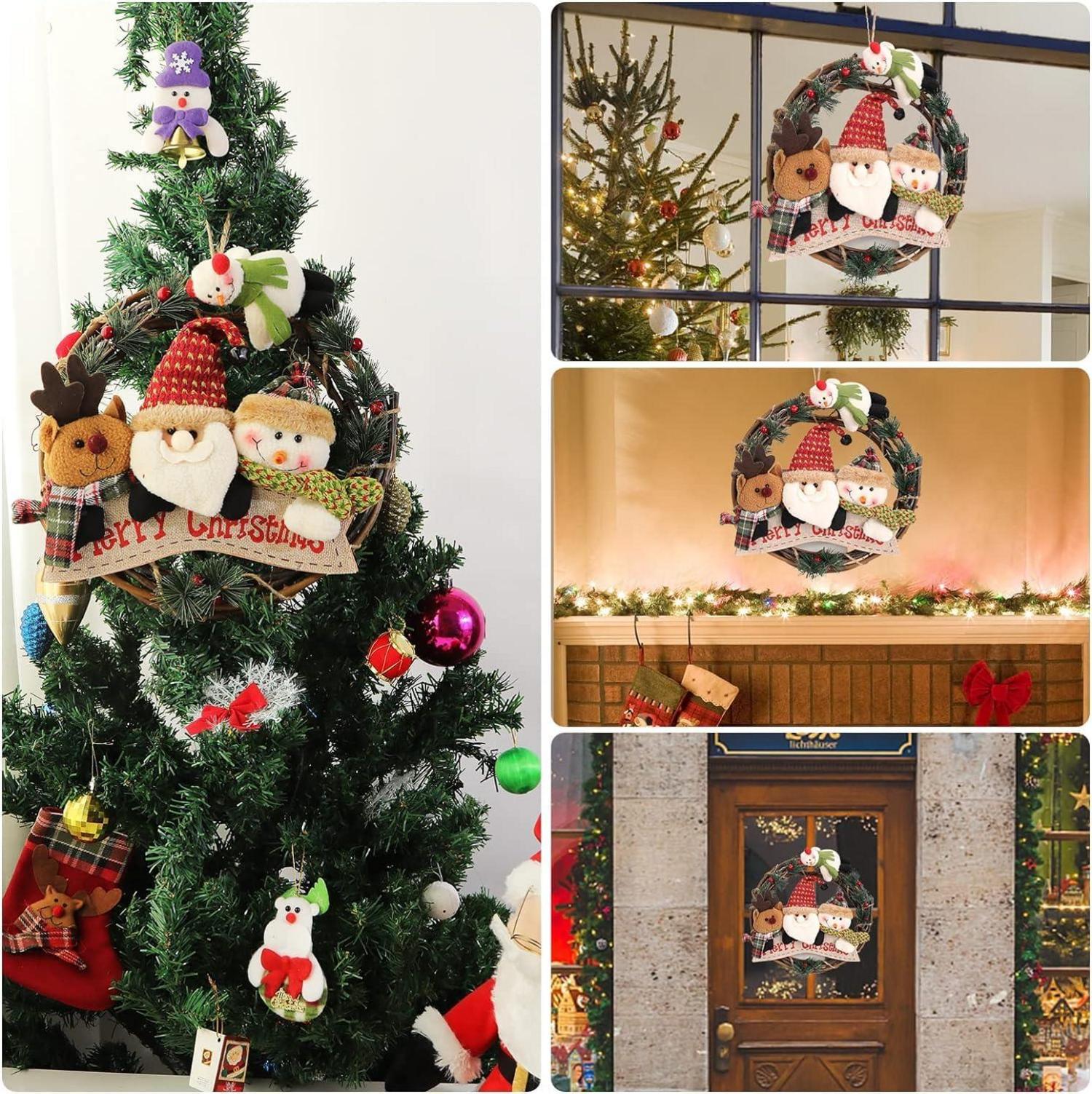 Weihnachts Puppenkranz 30CM Rattan Kiefernblättern Elch Santa Schneemann