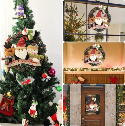 Weihnachts Puppenkranz 30CM Rattan Kiefernblättern Elch Santa Schneemann