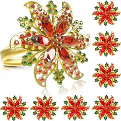 Weihnachts Serviettenringe Gold Strass Serviettenhalter 8 Stück