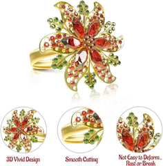 Weihnachts Serviettenringe Gold Blumen Strass 8 Stück 4x4cm