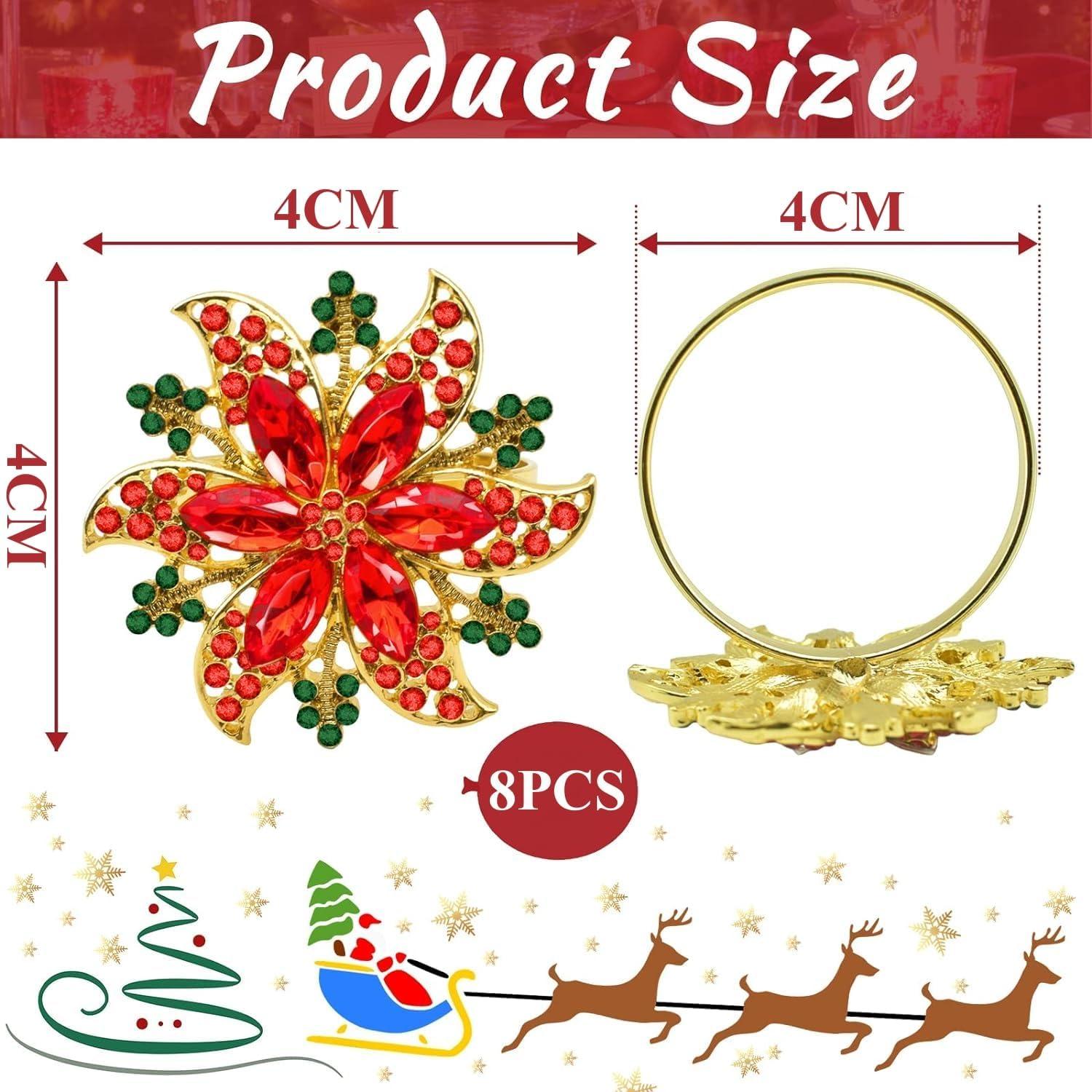 Weihnachts Serviettenringe Gold Strass Serviettenhalter 8 Stück