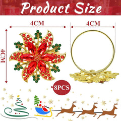 Weihnachts Serviettenringe Gold Strass Serviettenhalter 8 Stück