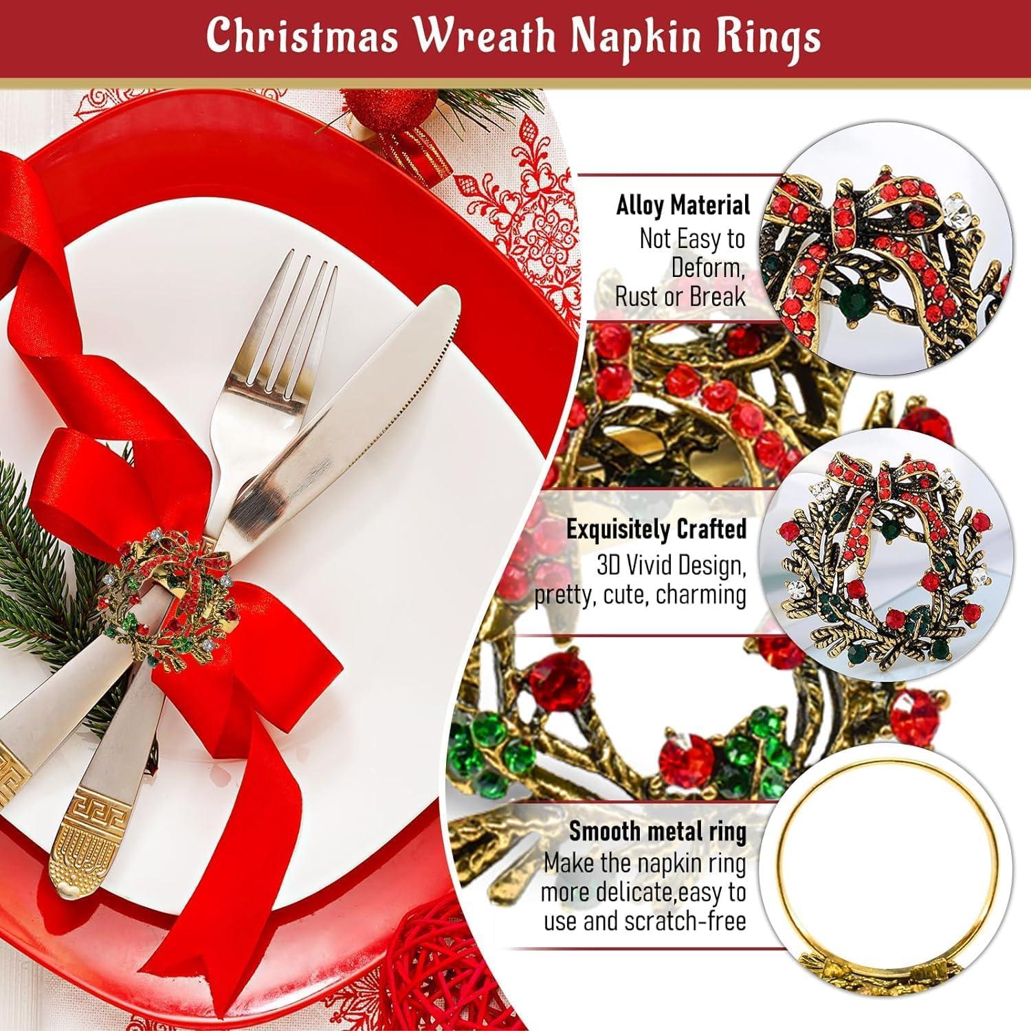Weihnachts Serviettenringe Gold mit Strass, Tischdekoration