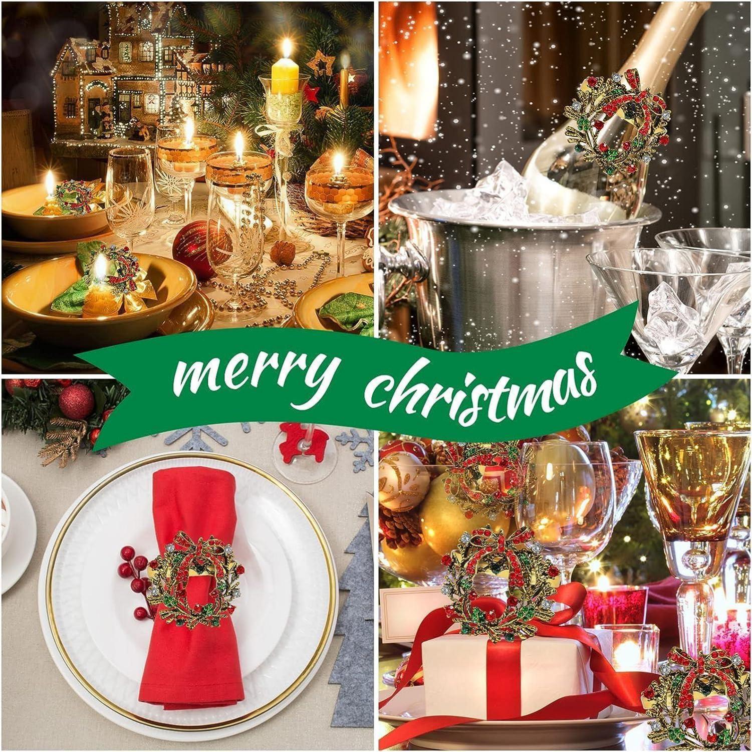 Weihnachts Serviettenringe Gold Weihnachtskranz Strass 8 Stück