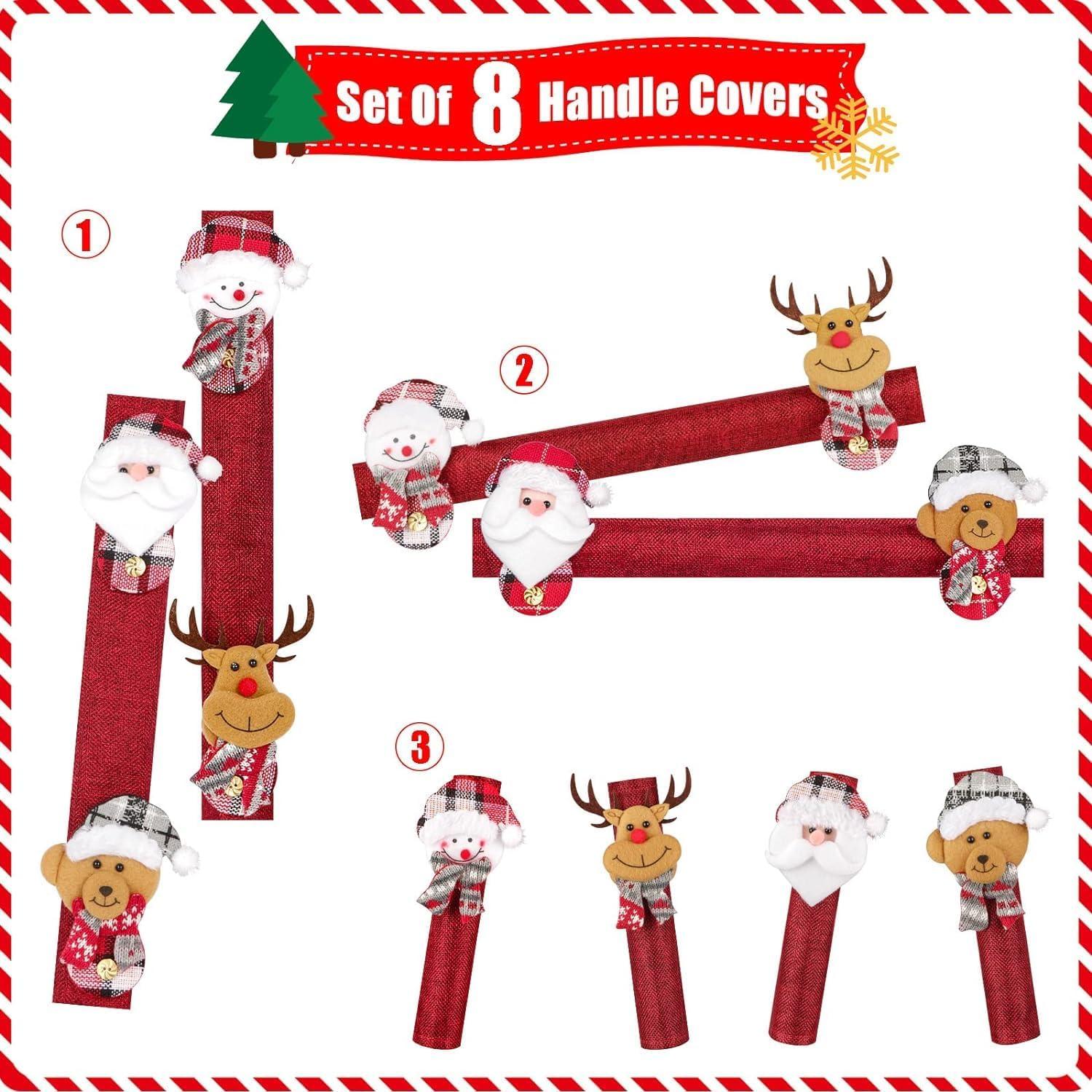 8er Set Weihnachts Kühlschrank Griffabdeckungen 38cm Vliesstoff