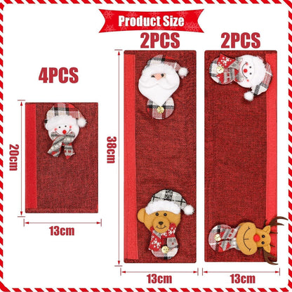 LATERN Weihnachts Kühlschrank Griffabdeckungen 8er Set 3D Weihnachtsmann Elch Schneemann