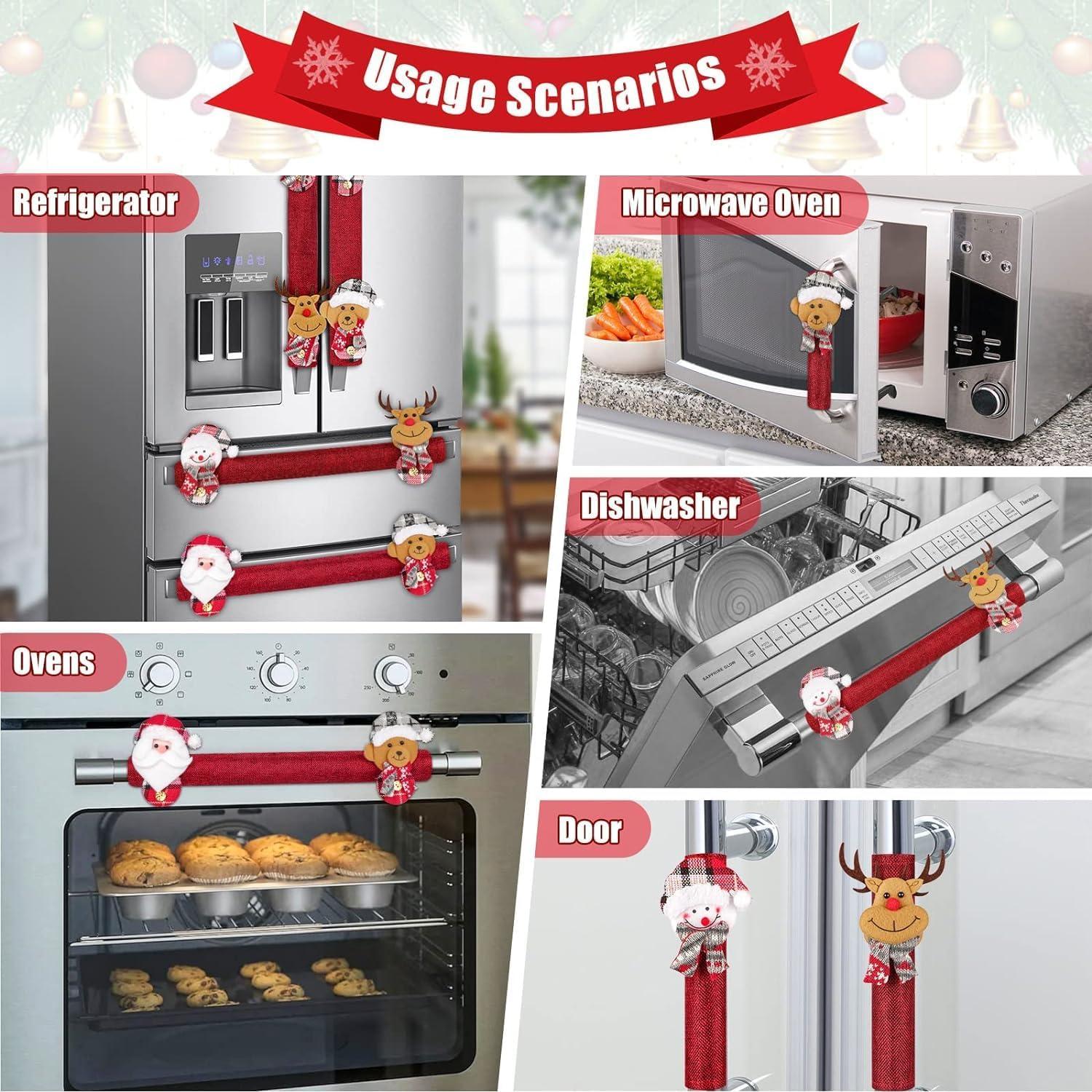 Weihnachts Kühlschrank Griffabdeckungen 8er Set 38CM Vliesstoff 3D Design
