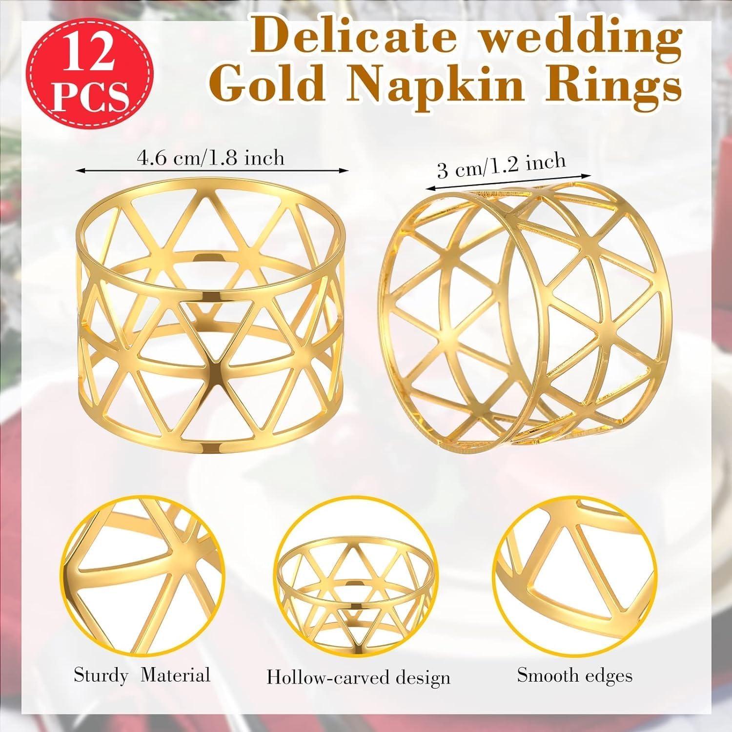 Serviettenringe Gold 12er Set für Weihnachten Hochzeit Party
