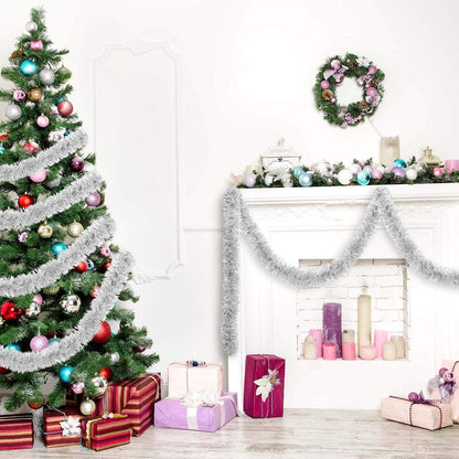 Weihnachts Lametta Girlande 10M Silber Glitzer Winter Fest Deko
